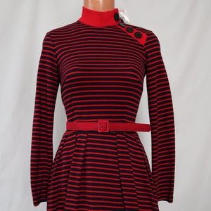 BETTIE PAGE red blue knit stripe dress NWT xs